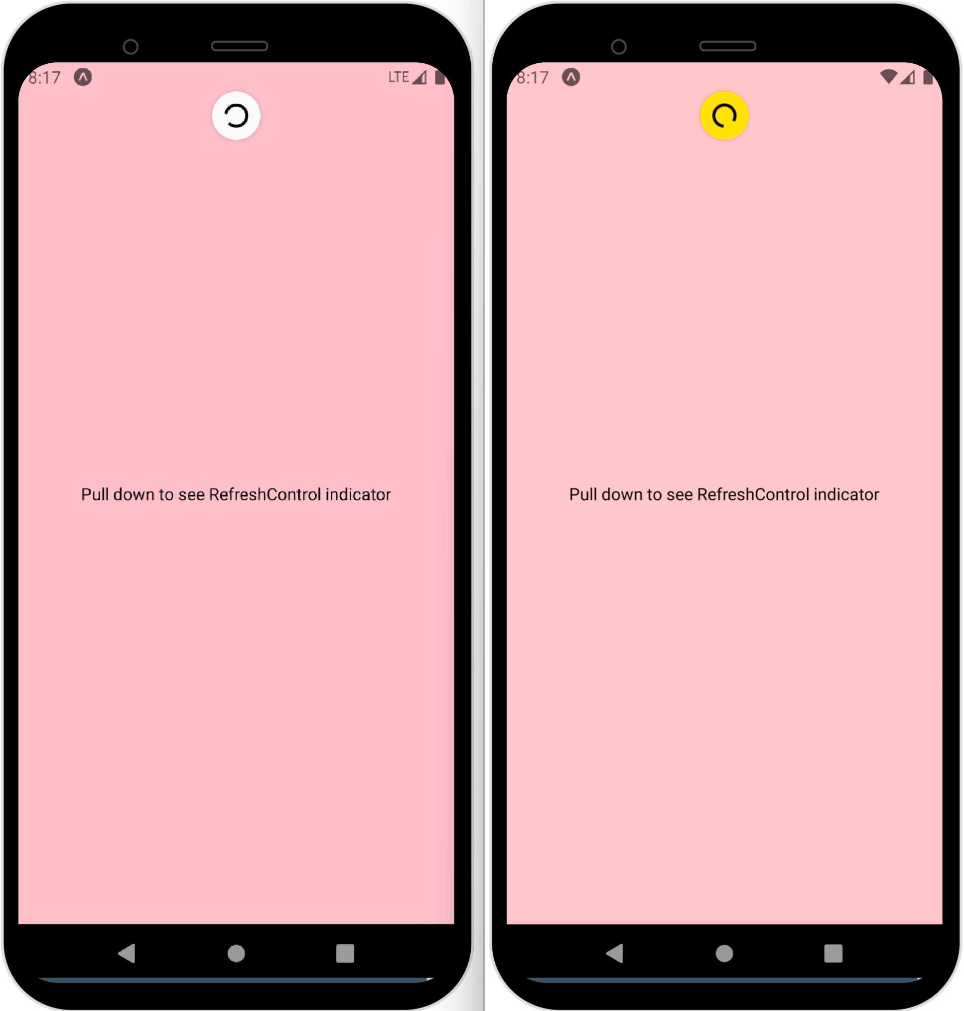 How to change background color of pull to refresh loader in react native 